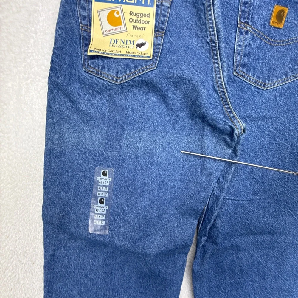 Carhartt Mens SF8517 Flannel Lined Relaxed Fit Denim Jeans 40x32 Blue USA‎ NWT